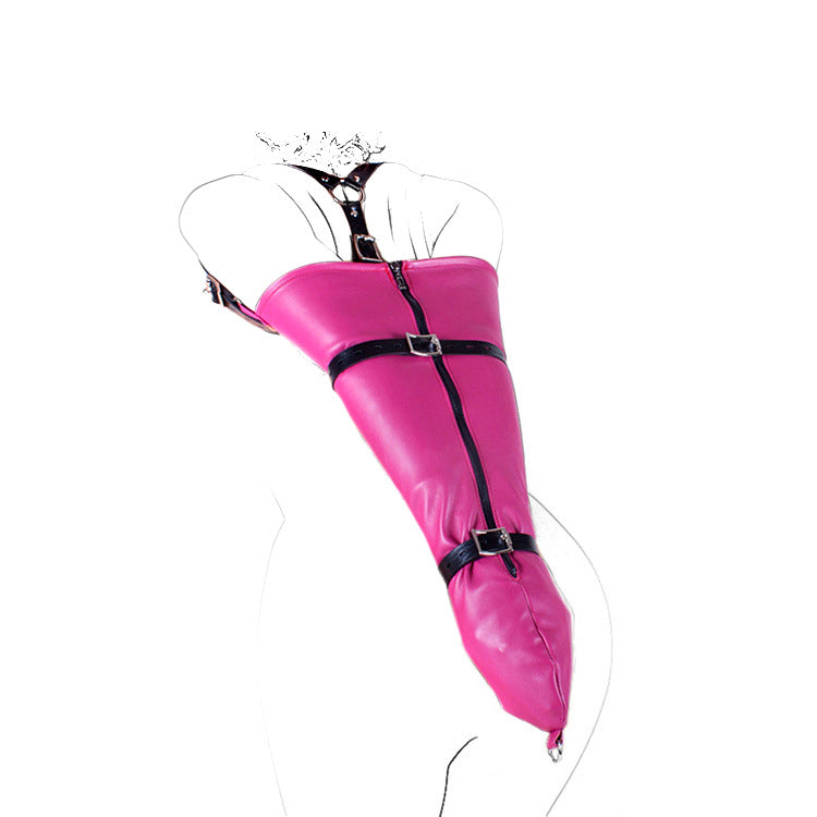 Purplish Red Zipper-style Tight Hand-locked Leather Binding Bag