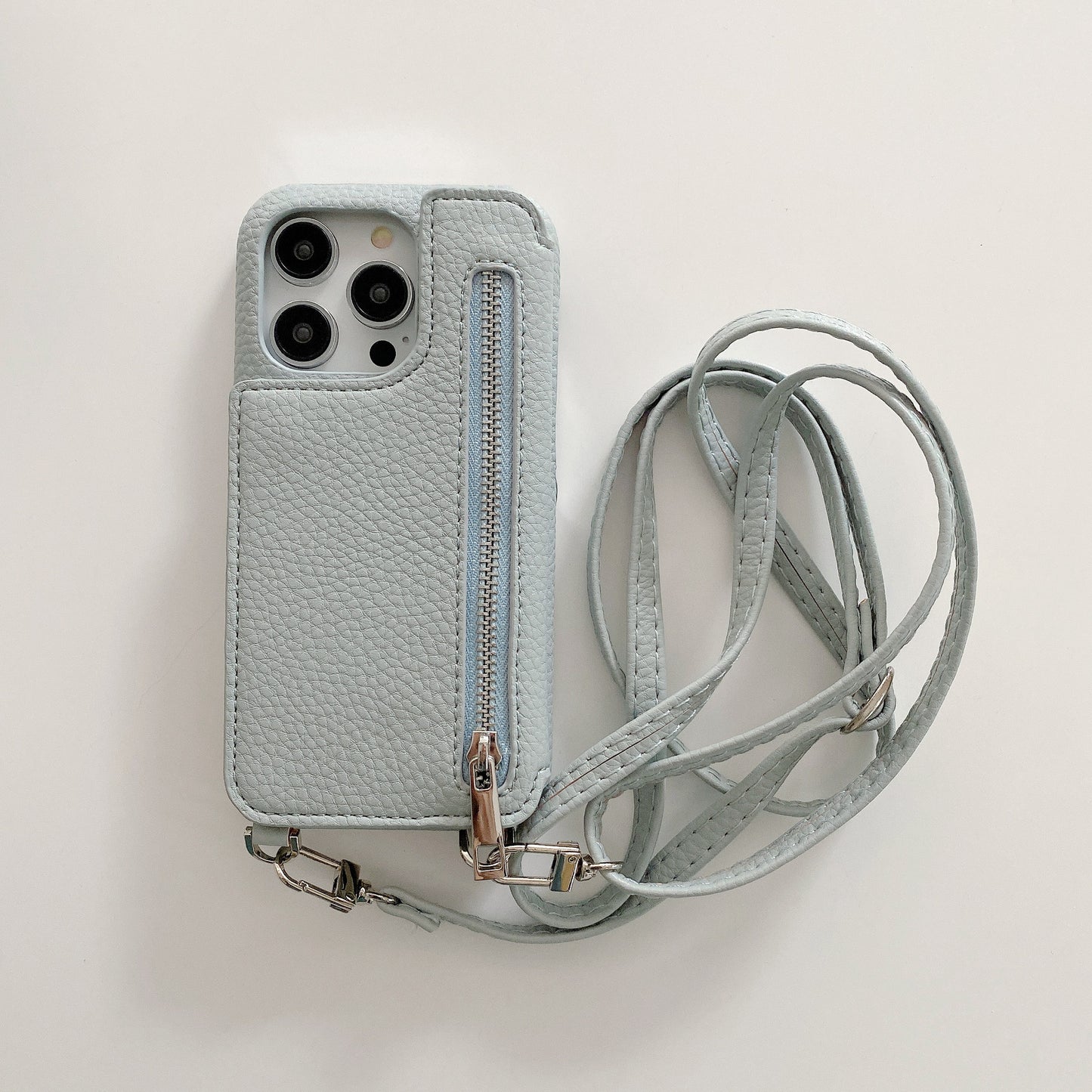 Phone Case Lychee Pattern Card-inserting Beauty Mirror Crossbody