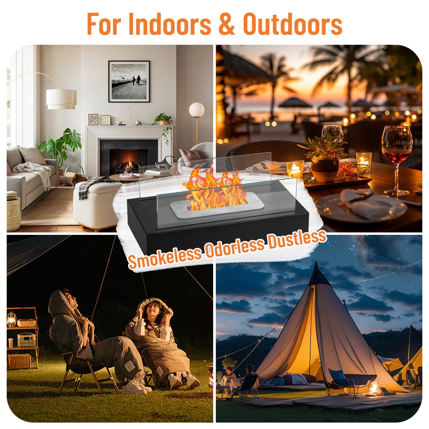 2Pack Smokeless Fire Pits With Windshield   Rectangular Outdoor Firepit With Telescoping Roasting Forks & Fire Tamer Iron Body  Stainless Steel Burn Chamber  Black