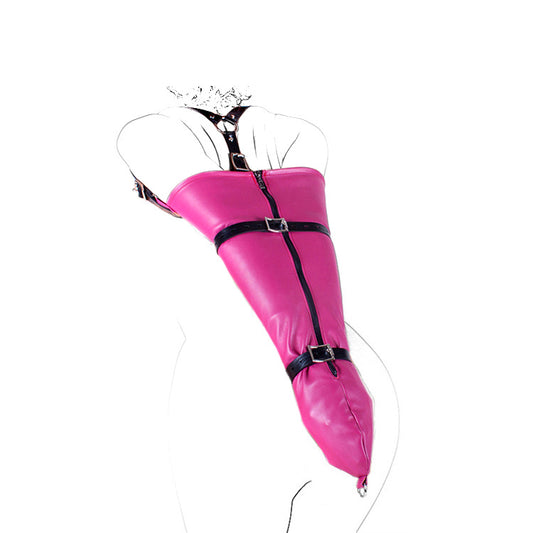Purplish Red Zipper-style Tight Hand-locked Leather Binding Bag