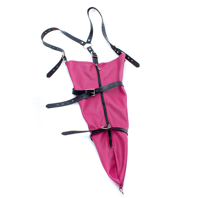 Purplish Red Zipper-style Tight Hand-locked Leather Binding Bag