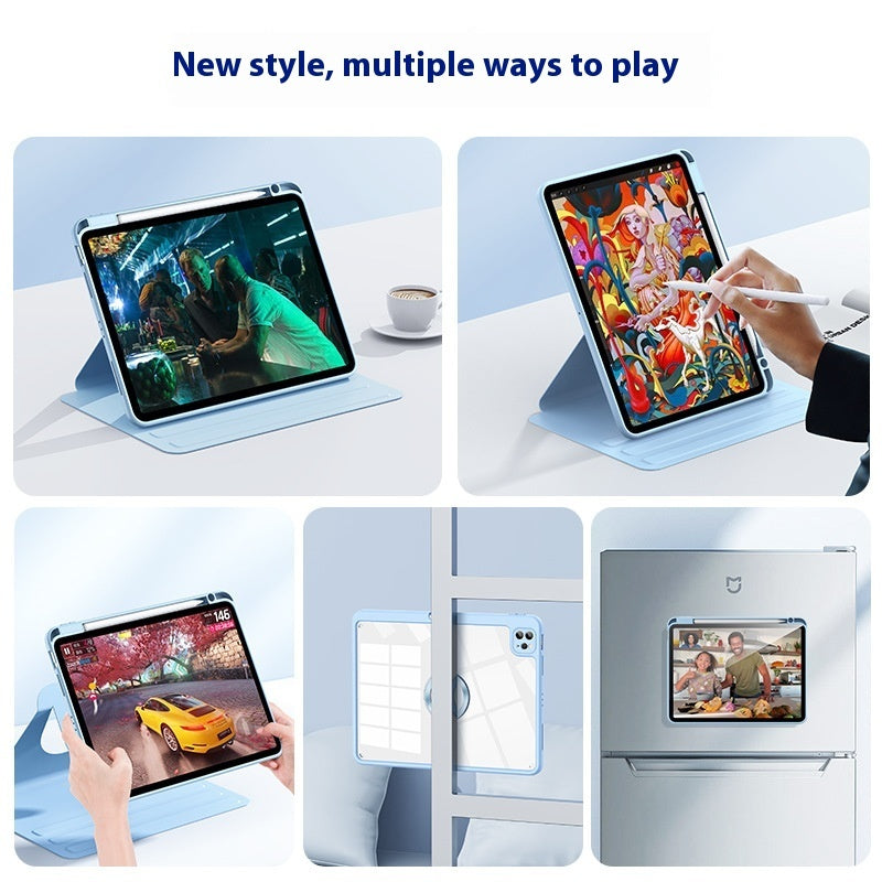 Magnetic Split Protective Shell With Pen Slot Rotatable Plane Housing